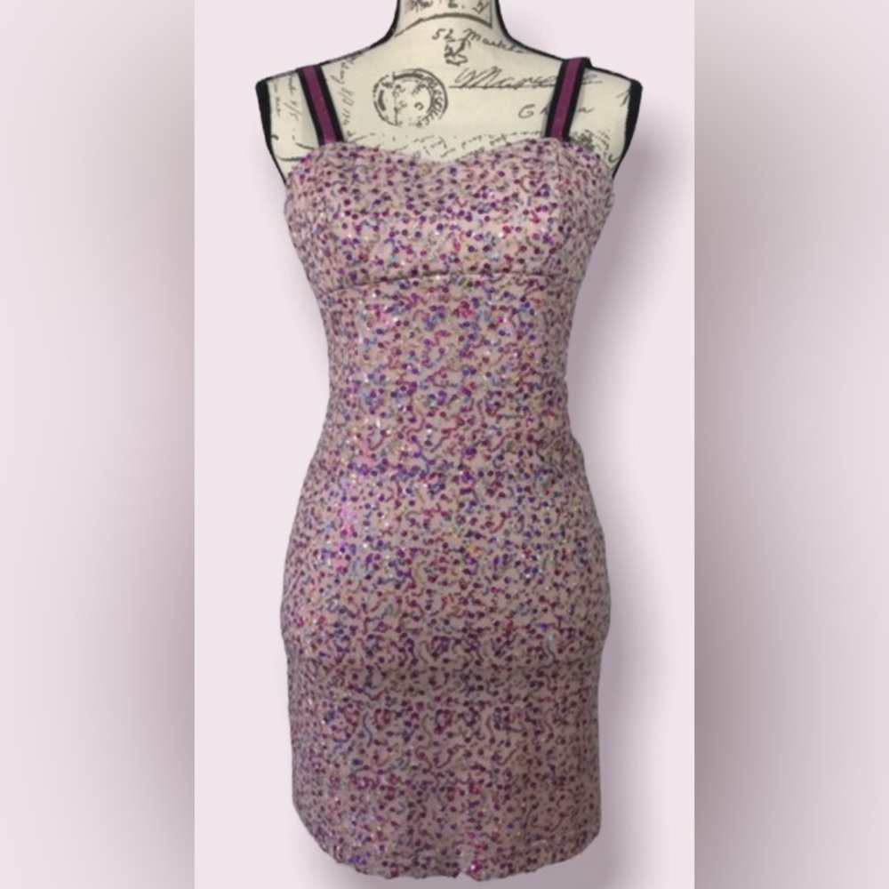 Tweeze Me, Colorful Sequin Mini Dress, Size 5